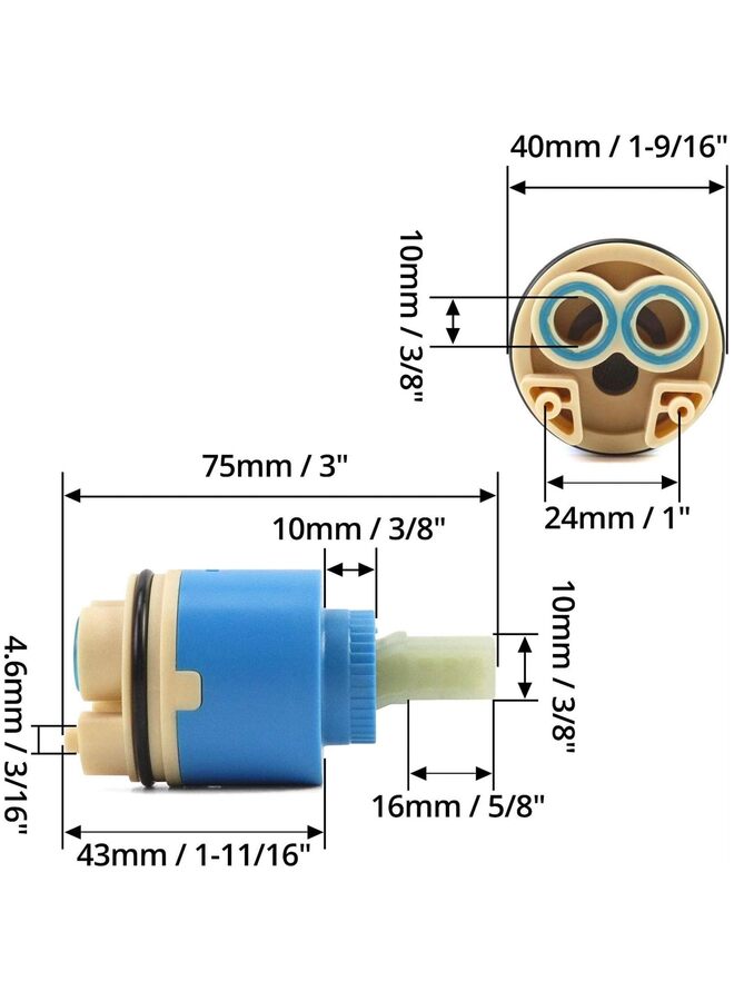 يُسلِّم خرطوشة صنبور، خرطوشة صنبور سيراميك، صمام خرطوشة قرص سيراميك، خرطوشة داخلية بديلة لصنبور المطبخ، مع قاعدة خرطوشة (الحجم: 40 مم) - Image 2